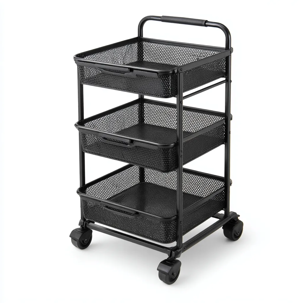 Dessertes et chariots - métal maillé-noir - 42x32x87 cm - noir - design fonctionnel-Nestleify