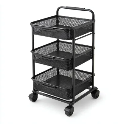Dessertes et chariots - métal maillé-noir - 42x32x87 cm - noir - design fonctionnel-Nestleify