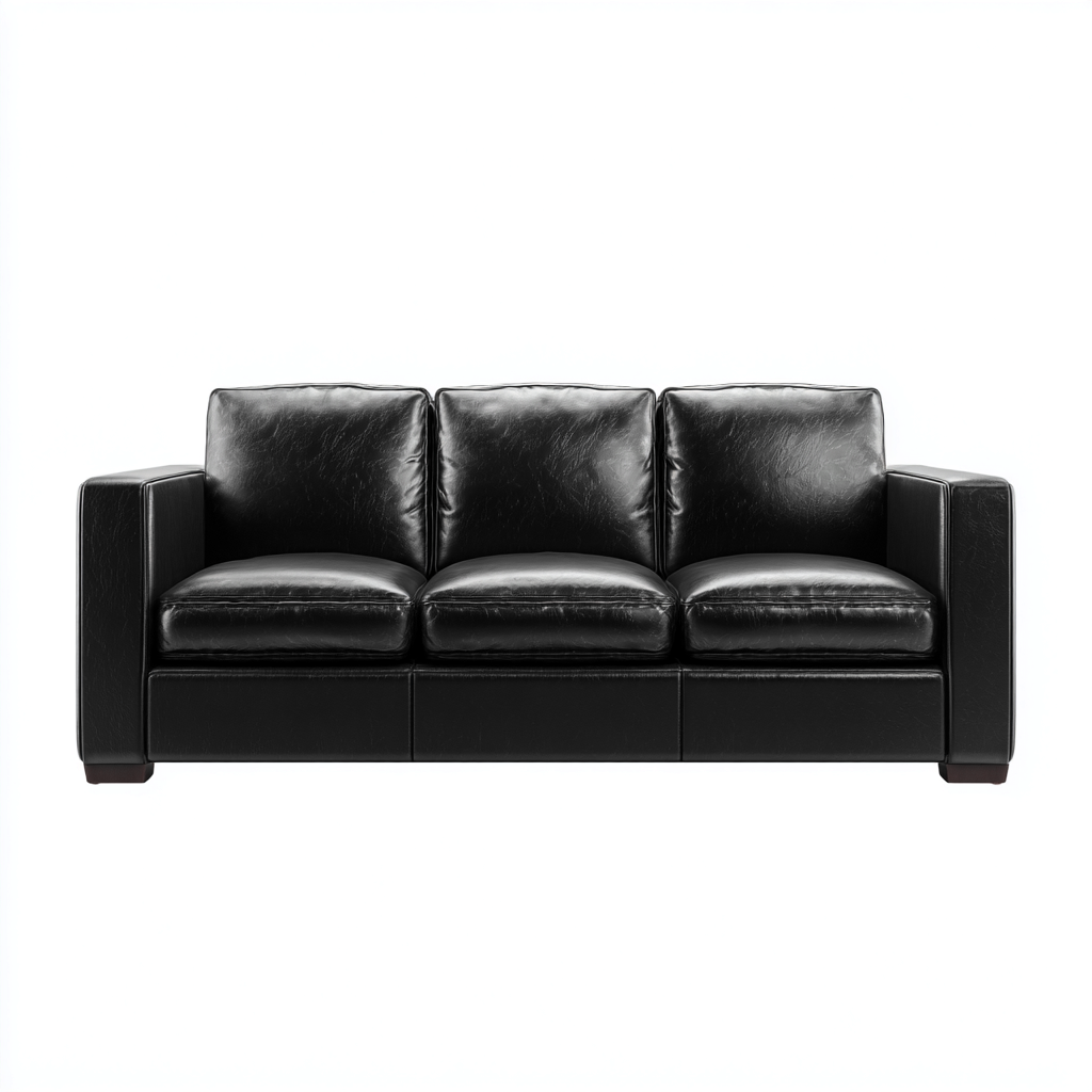Canapé droit - similicuir - 188x92x90 cm - noir - style contemporain-Nestleify