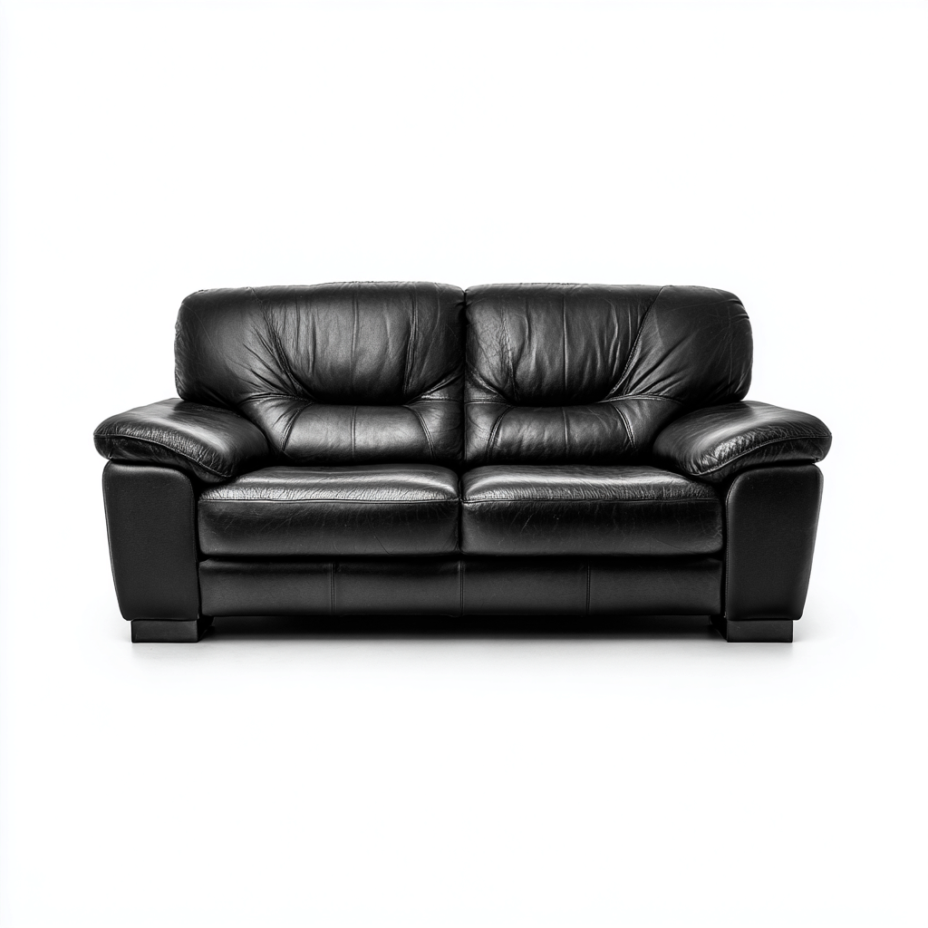 Canapé droit - similicuir - 175x95x92 cm - noir - design classique-Nestleify