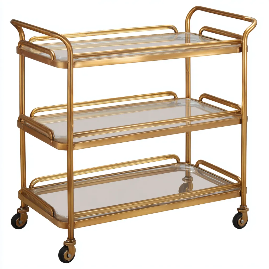 Dessertes et chariots - metal-glass - 82x45x92 cm - doré - vintage luxe-Nestleify