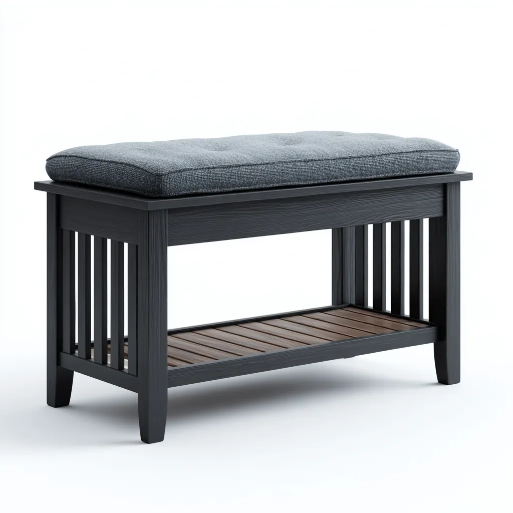 Meuble à chaussures - bois-tissu - 80x32x48 cm - noir - style classique-Nestleify