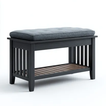 Meuble à chaussures - bois-tissu - 80x32x48 cm - noir - style classique-Nestleify