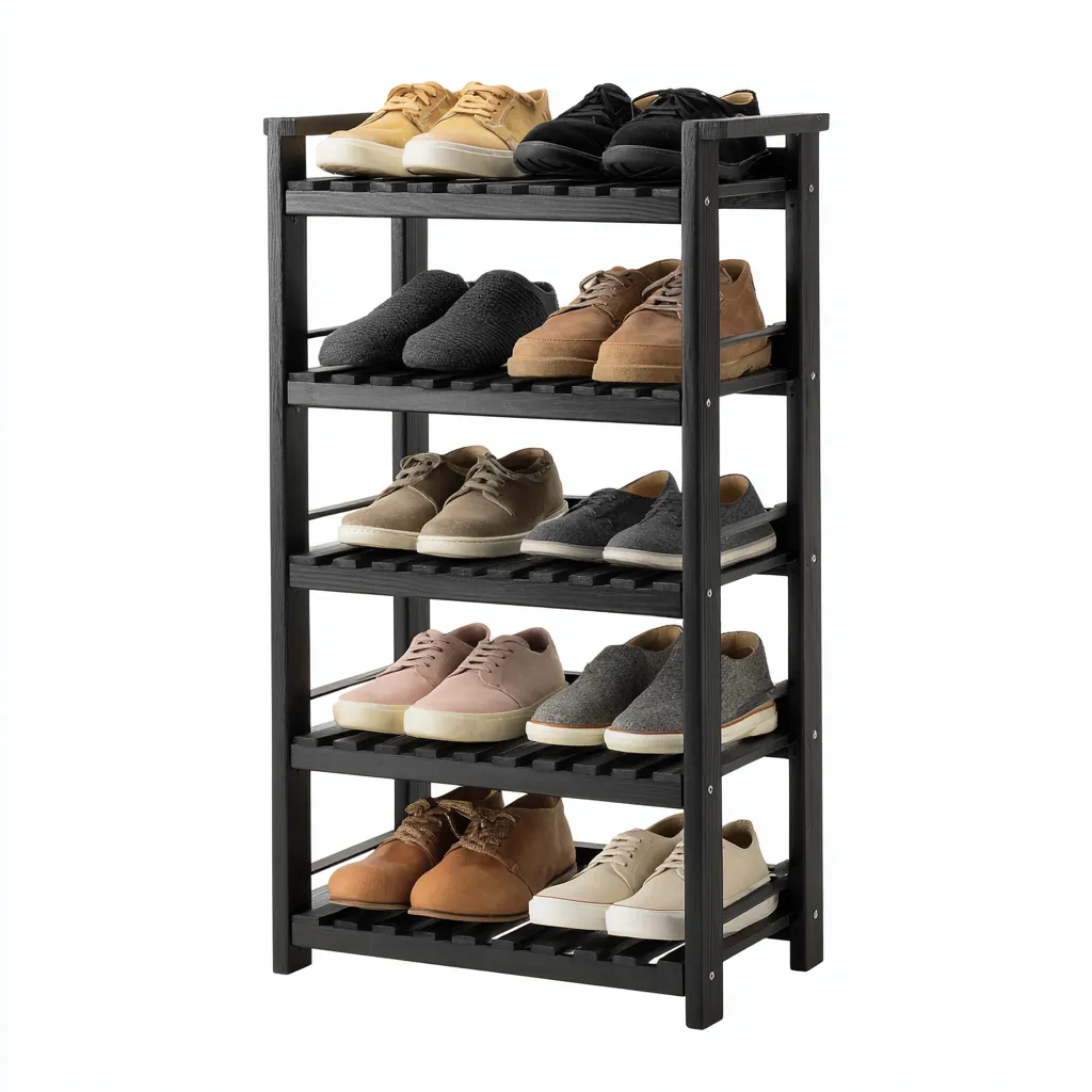 Meuble à chaussures - bois - 65x28x95 cm - noir - style moderne-Nestleify