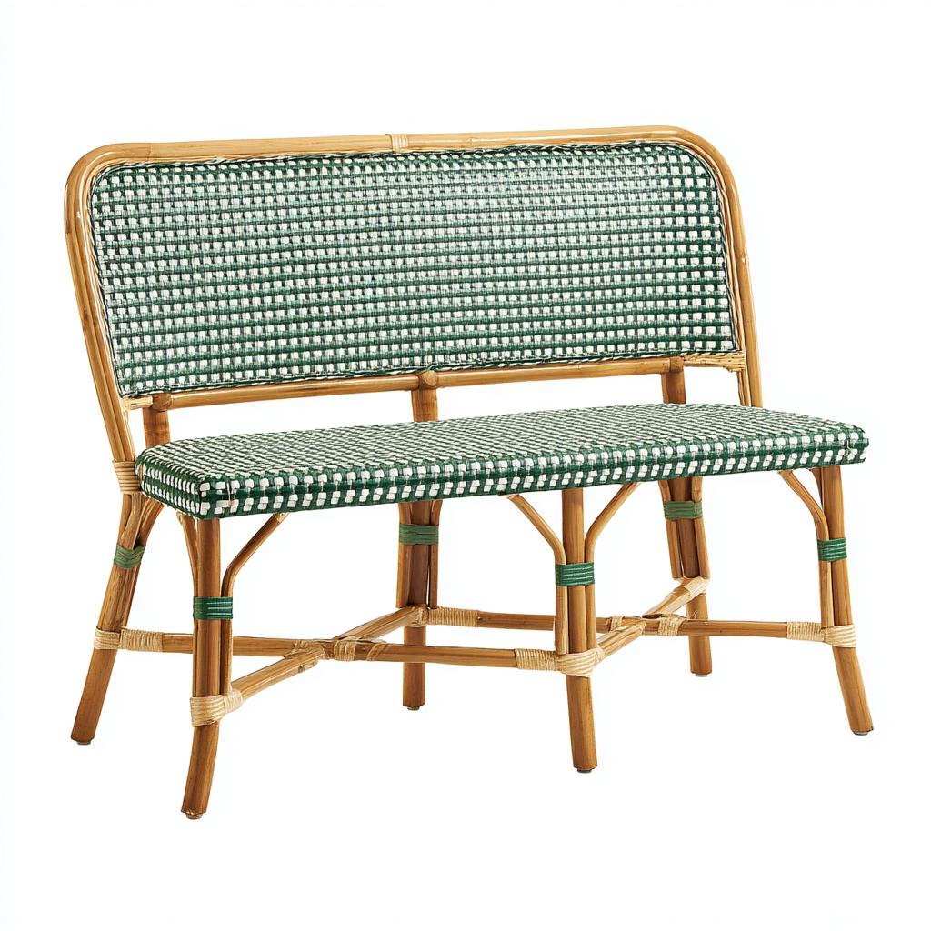 Banc de jardin - rotin-résine - 116x58x84 cm - vert-blanc - style classique-Nestleify