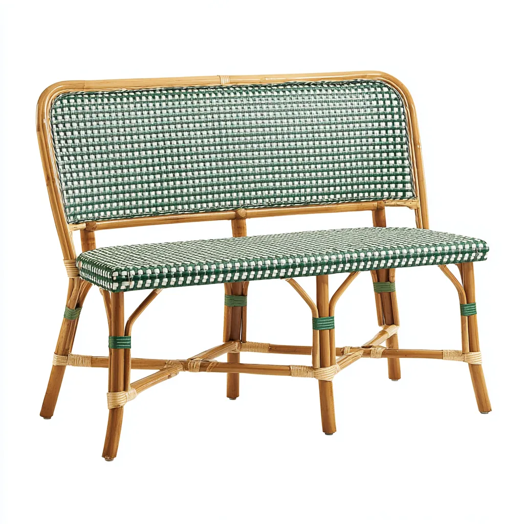 Banc de jardin - rotin-résine - 116x58x84 cm - vert-blanc - style classique-Nestleify