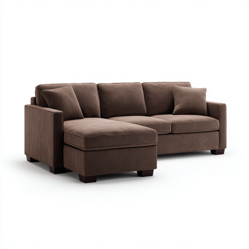 Canapé d'angle - tissu - 255x160x85 cm - brun - design contemporain-Nestleify