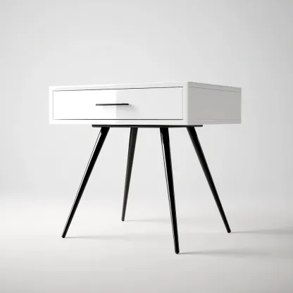 Table de chevet - bois-métal - 48x34x62 cm - blanc-noir - style moderne-Nestleify