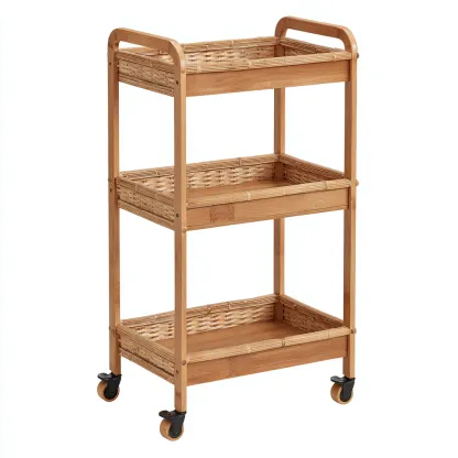 Dessertes et chariots - bambou-rotin - 43x30x87 cm - naturel - style rustique-Nestleify