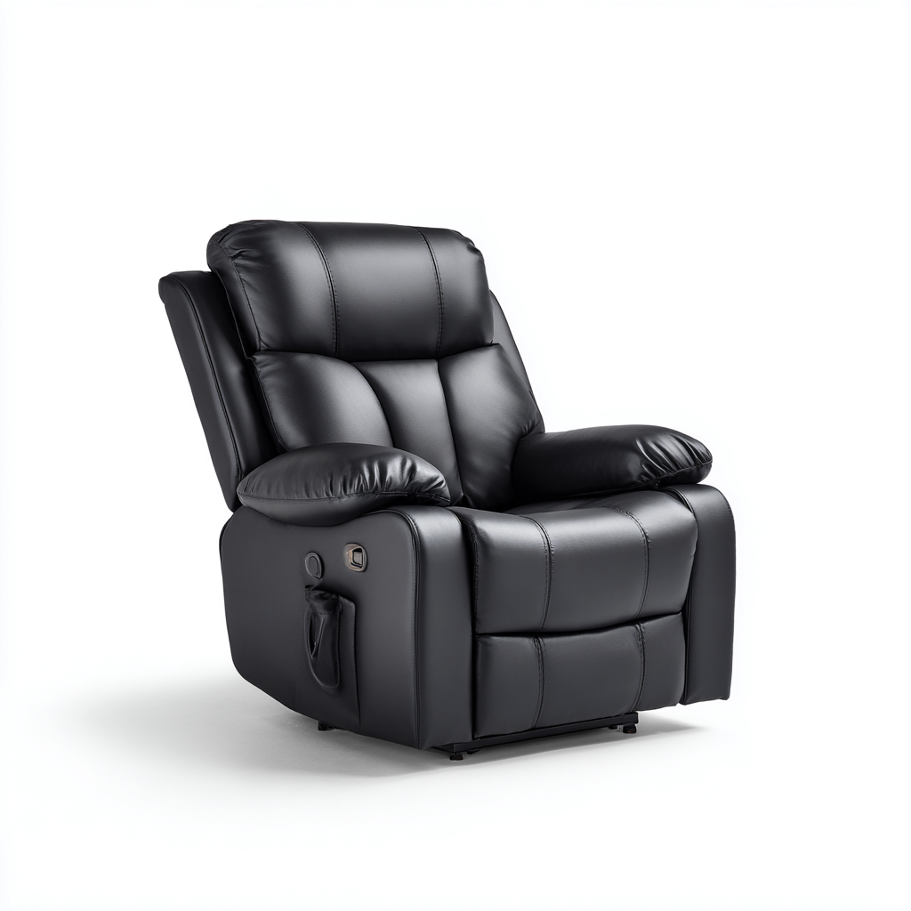 Fauteuil relax inclinable - cuir synthétique - 101x93x110 cm - noir - style moderne-Nestleify