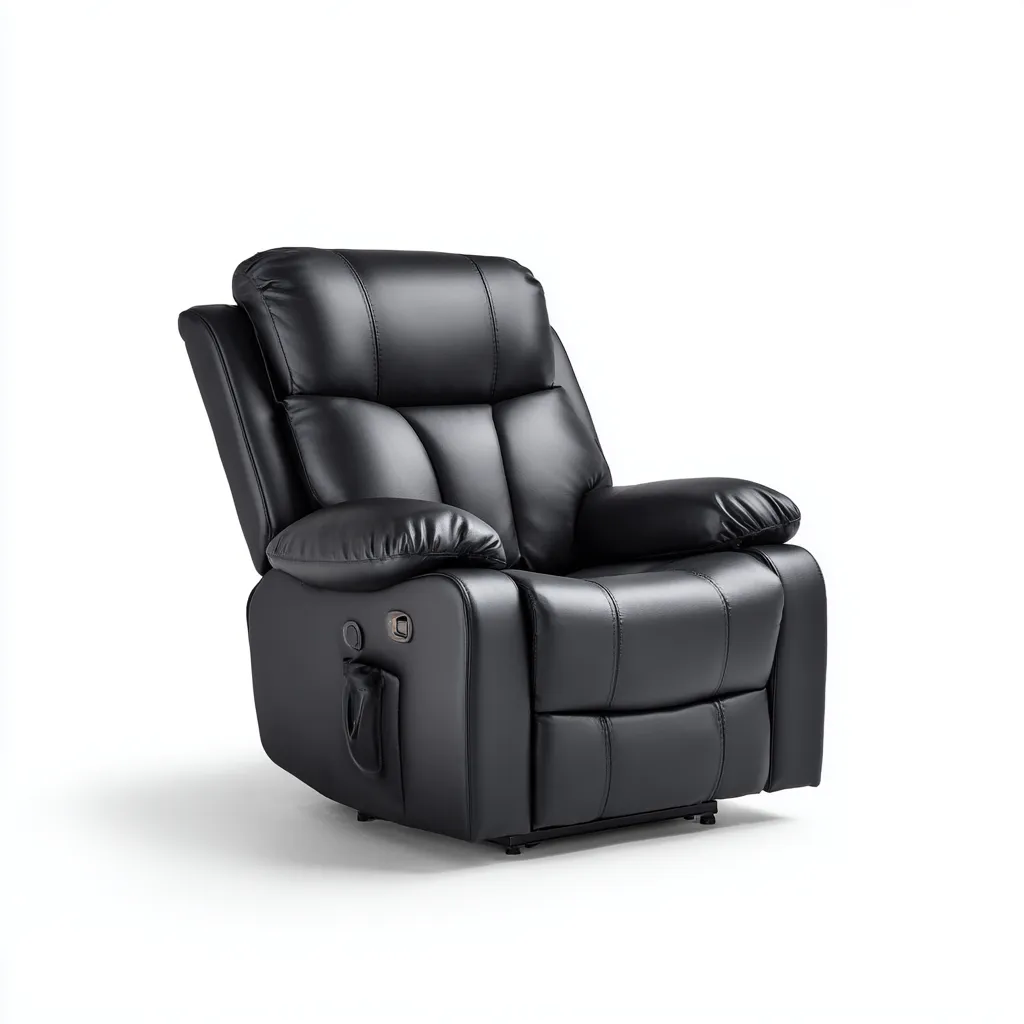 Fauteuil relax inclinable - cuir synthétique - 101x93x110 cm - noir - style moderne-Nestleify