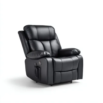 Fauteuil relax inclinable - cuir synthétique - 101x93x110 cm - noir - style moderne-Nestleify