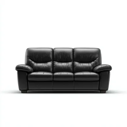 Canapé droit - similicuir - 210x95x95 cm - noir - design classique-Nestleify