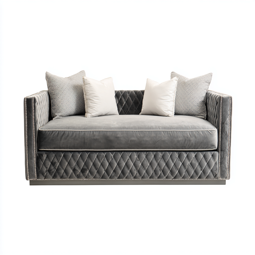 Canapé-lit - tissu capitonné - 198x88x86 cm - gris - style contemporain-Nestleify