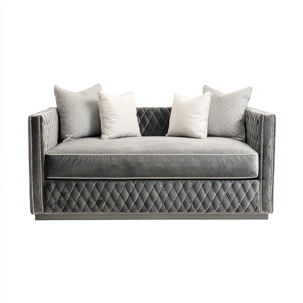 Canapé-lit - tissu capitonné - 198x88x86 cm - gris - style contemporain-Nestleify