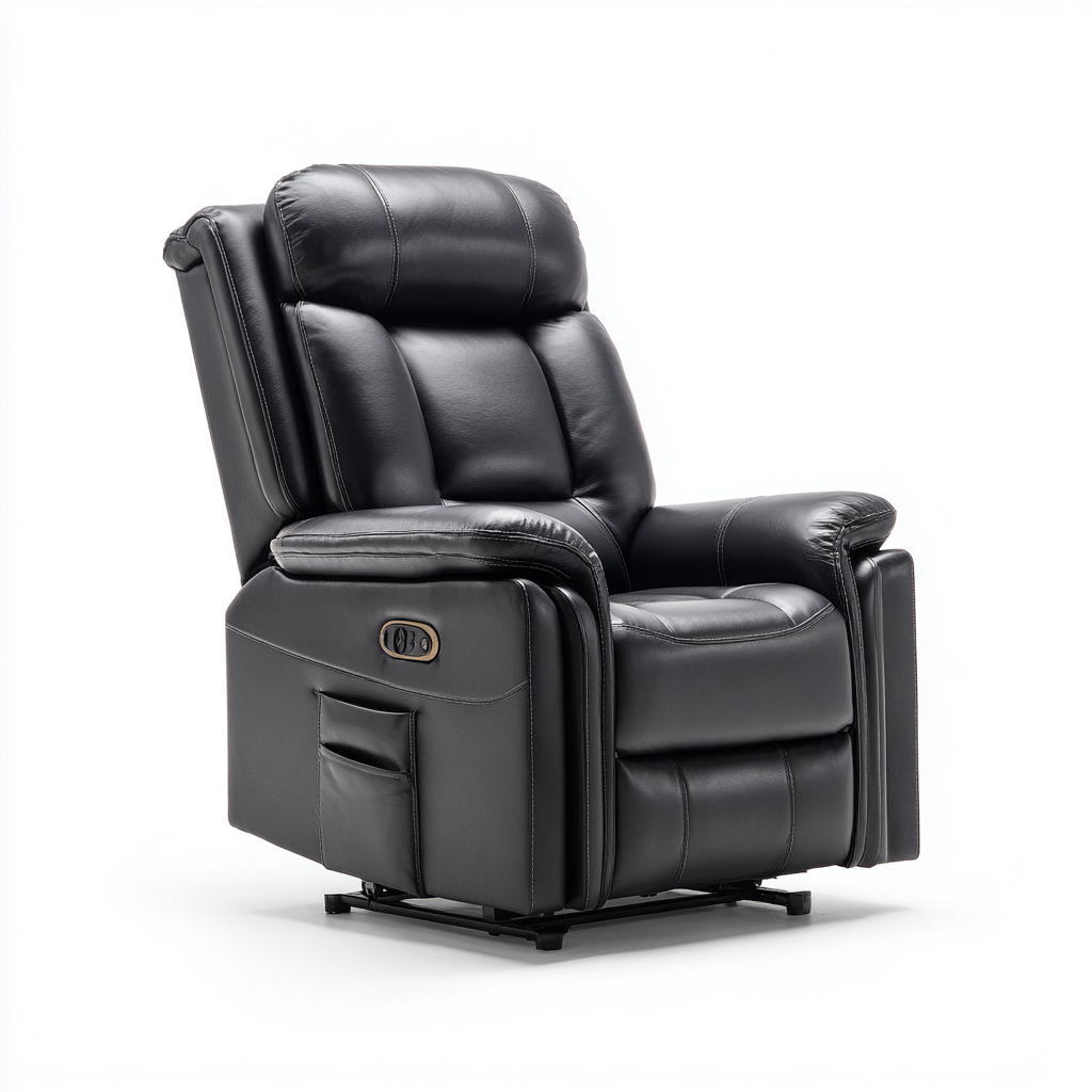 Fauteuil relax inclinable - cuir synthétique - 100x92x109 cm - noir - style contemporain-Nestleify