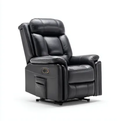 Fauteuil relax inclinable - cuir synthétique - 100x92x109 cm - noir - style contemporain-Nestleify