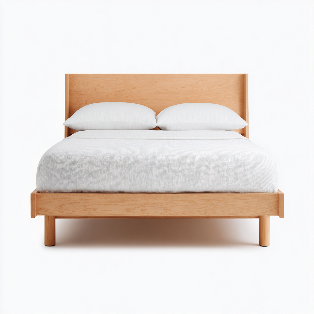 Lit double - bois - 200x160x95 cm - chêne clair - style minimaliste-Nestleify