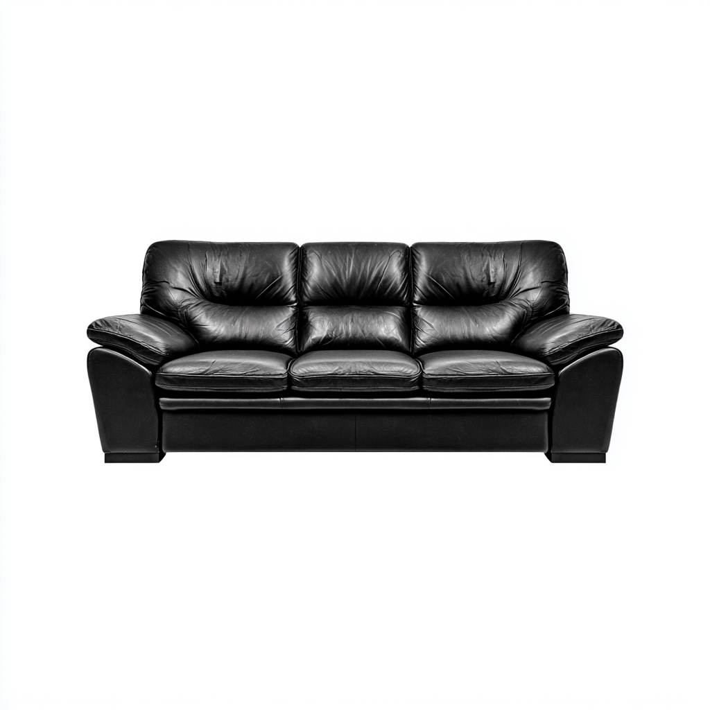 Canapé droit - similicuir - 210x95x95 cm - noir - design classique-Nestleify