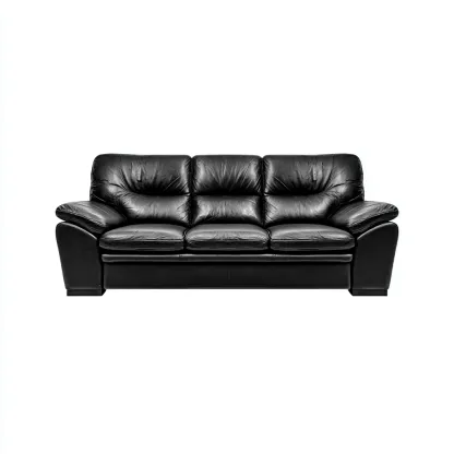 Canapé droit - similicuir - 210x95x95 cm - noir - design classique-Nestleify
