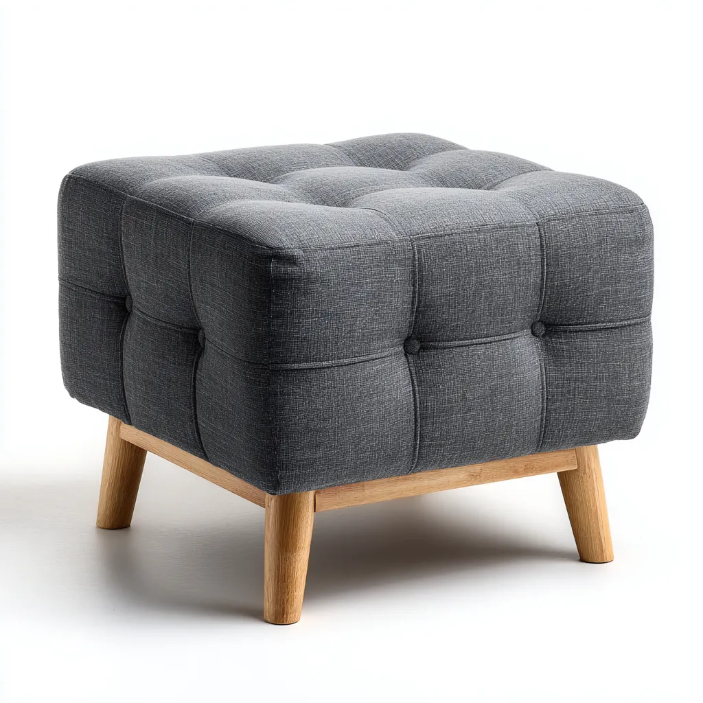 Pouf - tissu - 40x40x44 cm - gris foncé - style capitonné-Nestleify
