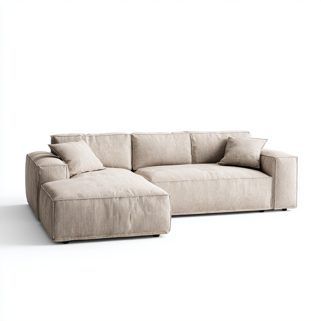 Canapé d'angle - tissu - 230x150x86 cm - beige - style moderne-Nestleify