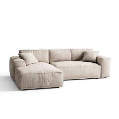 Canapé d'angle - tissu - 230x150x86 cm - beige - style moderne-Nestleify