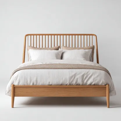 Lit double - bois - 210x160x110 cm - chêne naturel - style scandinave-Nestleify