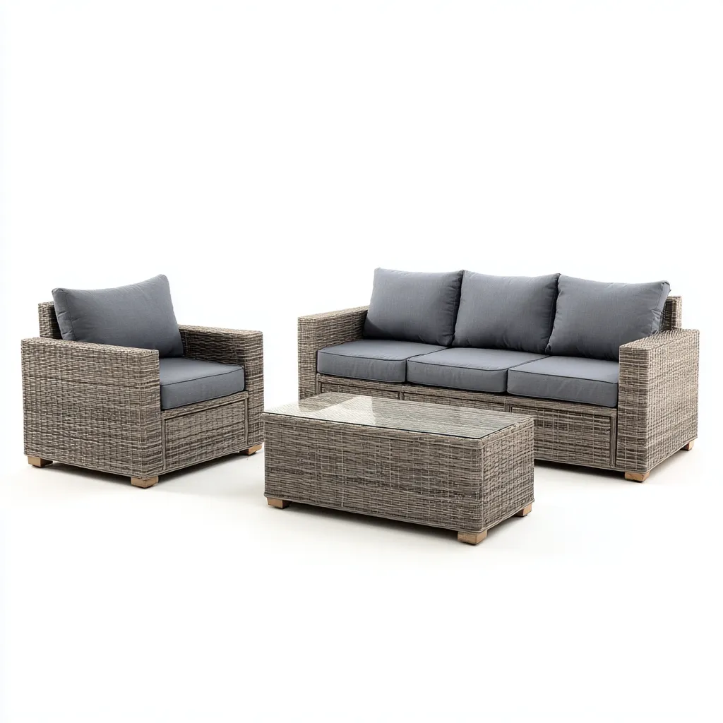 Canapé de jardin - rotin synthétique - bois - 190x82x85 cm - gris-naturel - style contemporain-Nestleify