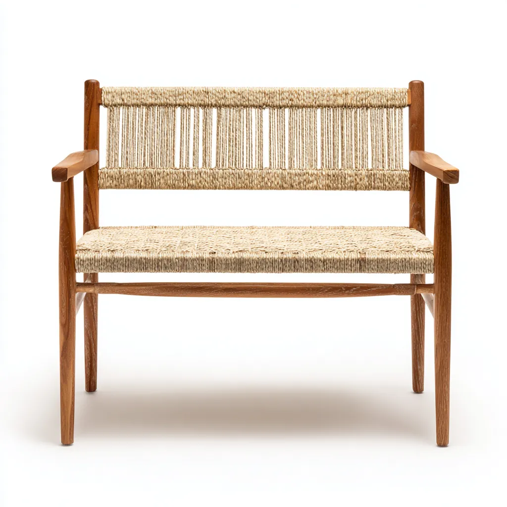 Banc de jardin - bois-corde - 118x54x82 cm - beige - style naturel-Nestleify