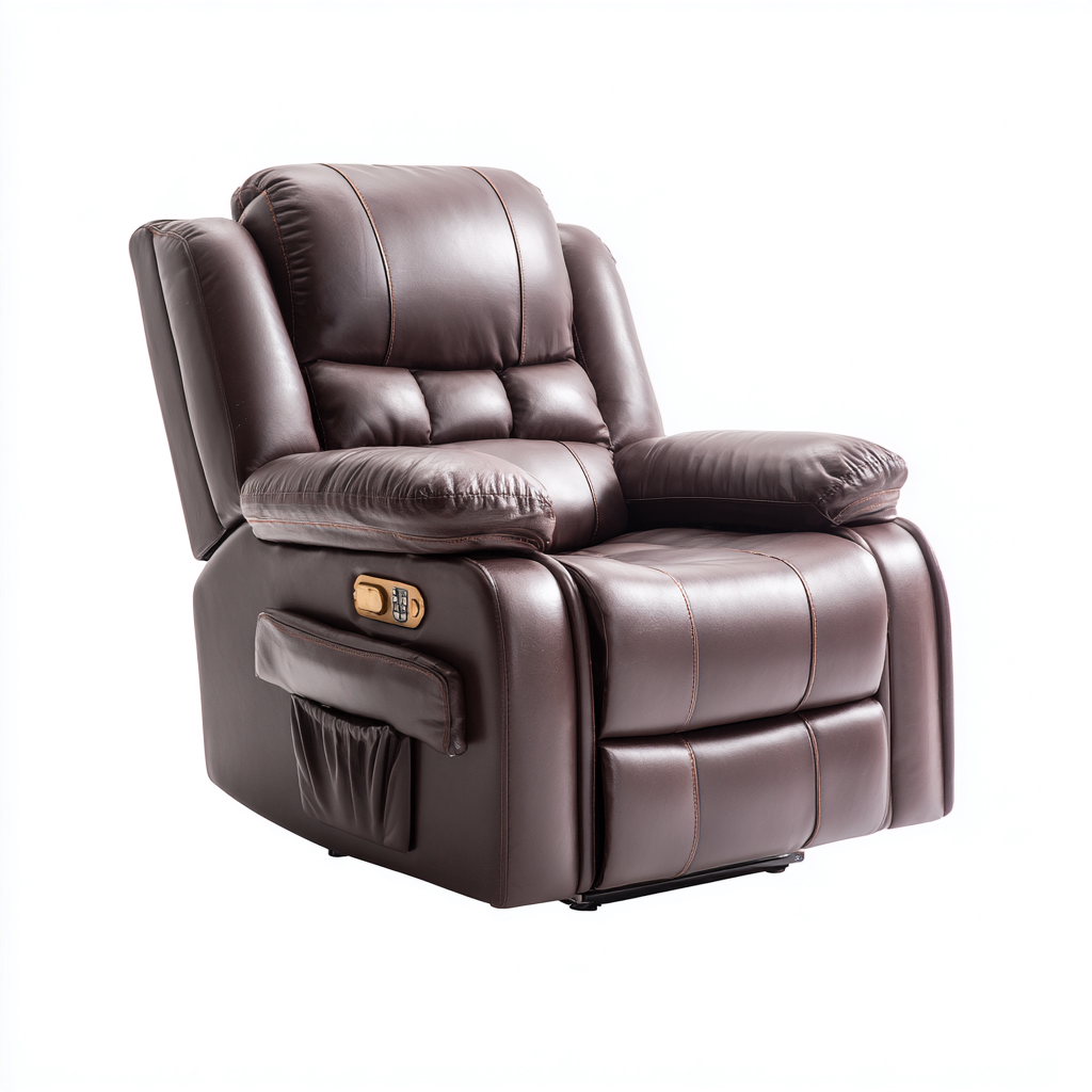 Fauteuil relax inclinable - cuir - 90x95x103 cm - marron - style moderne-Nestleify