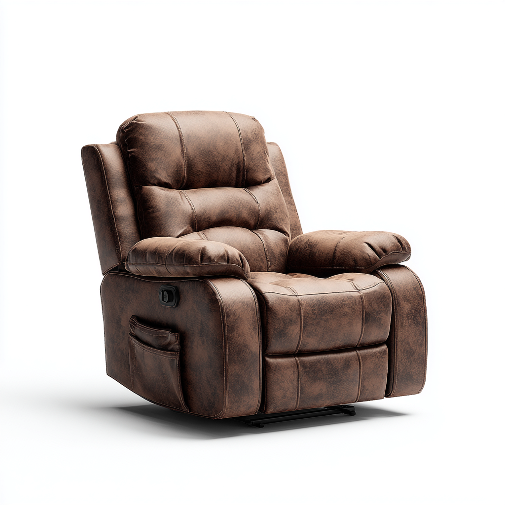Fauteuil relax inclinable - cuir synthétique - 101x95x108 cm - brun - style vintage-Nestleify
