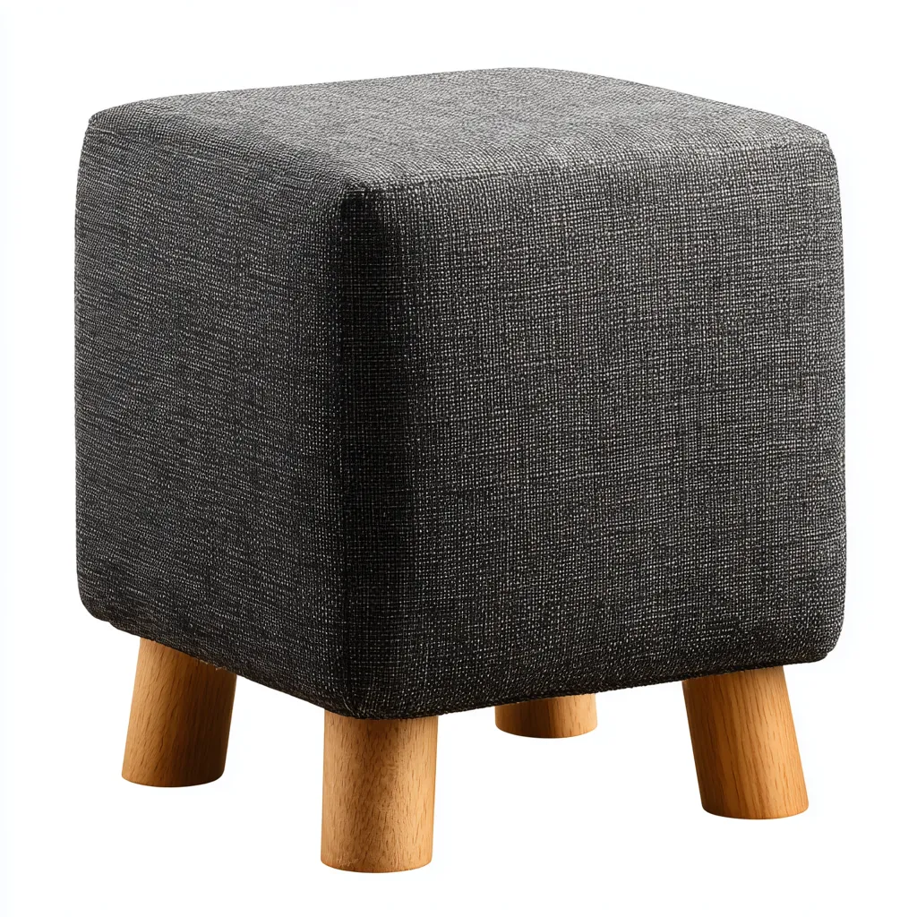 Pouf - tissu - 32x32x38 cm - gris foncé - style moderne-Nestleify