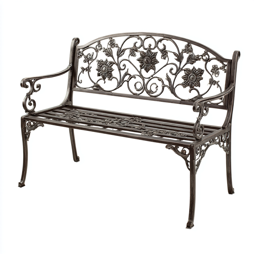 Banc de jardin - métal - 123x58x84 cm - noir - style rétro-Nestleify
