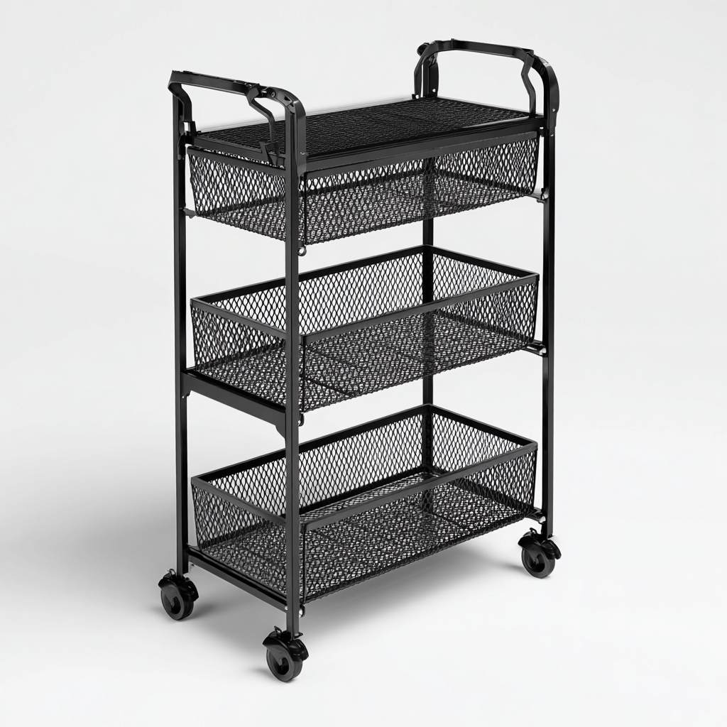 Dessertes et chariots - metal mesh - 45x30x87 cm - black - modern design-Nestleify