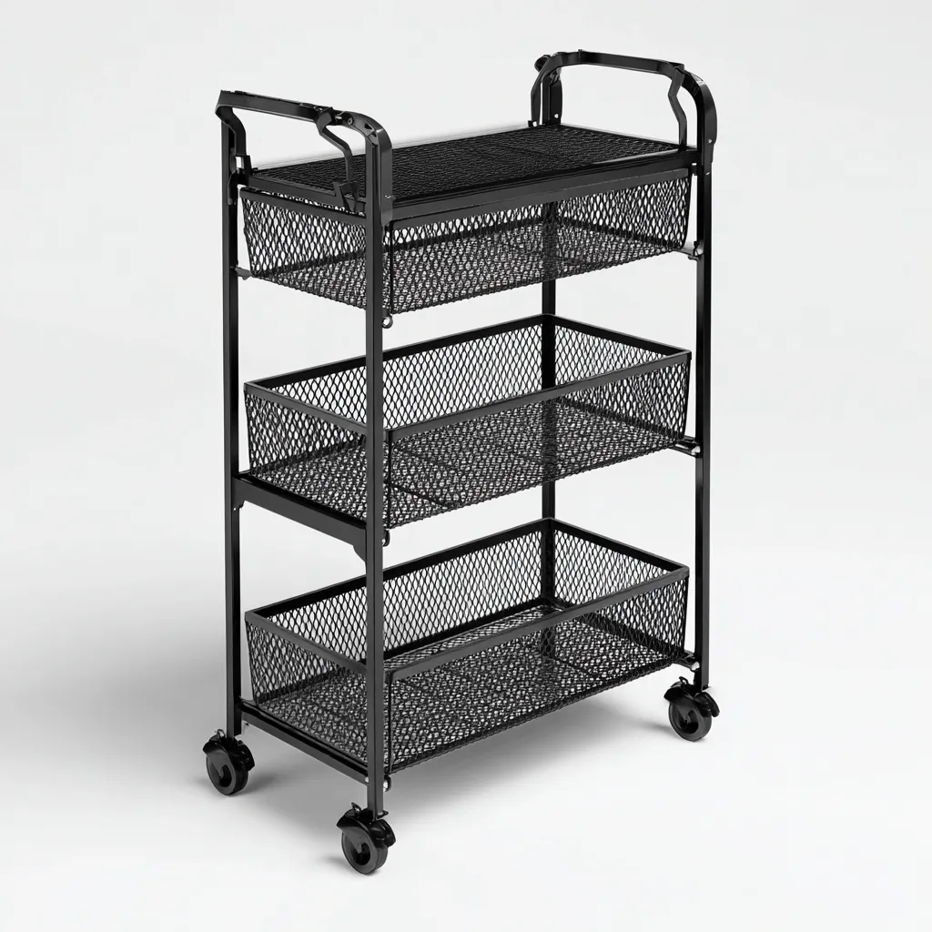 Dessertes et chariots - metal mesh - 45x30x87 cm - black - modern design-Nestleify