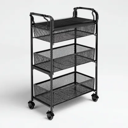 Dessertes et chariots - metal mesh - 45x30x87 cm - black - modern design-Nestleify