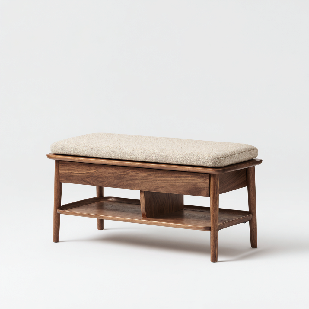 Meuble à chaussures - bois-tissu - 80x30x45 cm - bois naturel-beige - style moderne-Nestleify