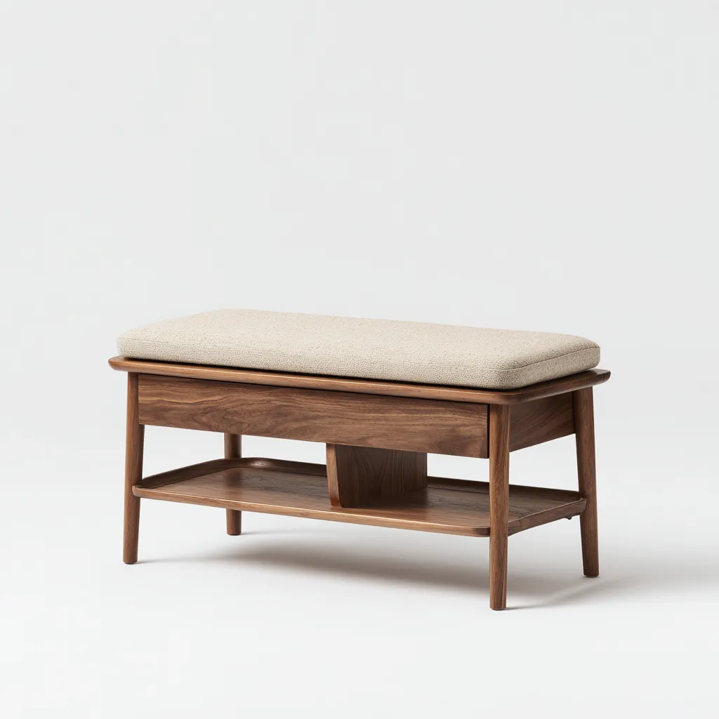 Meuble à chaussures - bois-tissu - 80x30x45 cm - bois naturel-beige - style moderne-Nestleify