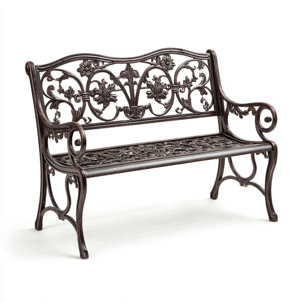 Banc de jardin - métal - 126x59x85 cm - brun-noir - style rétro-Nestleify