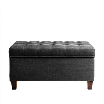 Pouf - tissu - 90x45x48 cm - gris foncé - style moderne-Nestleify