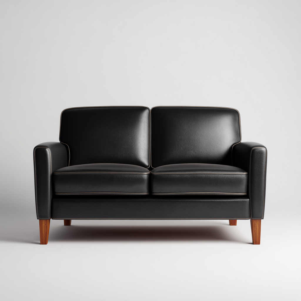 Canapé droit - cuir synthétique - 162x86x88 cm - noir - style moderne-Nestleify