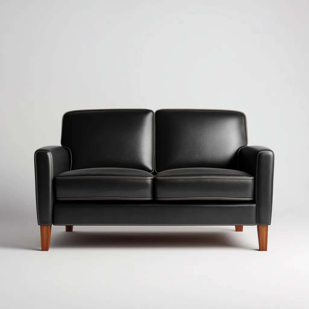 Canapé droit - cuir synthétique - 162x86x88 cm - noir - style moderne-Nestleify