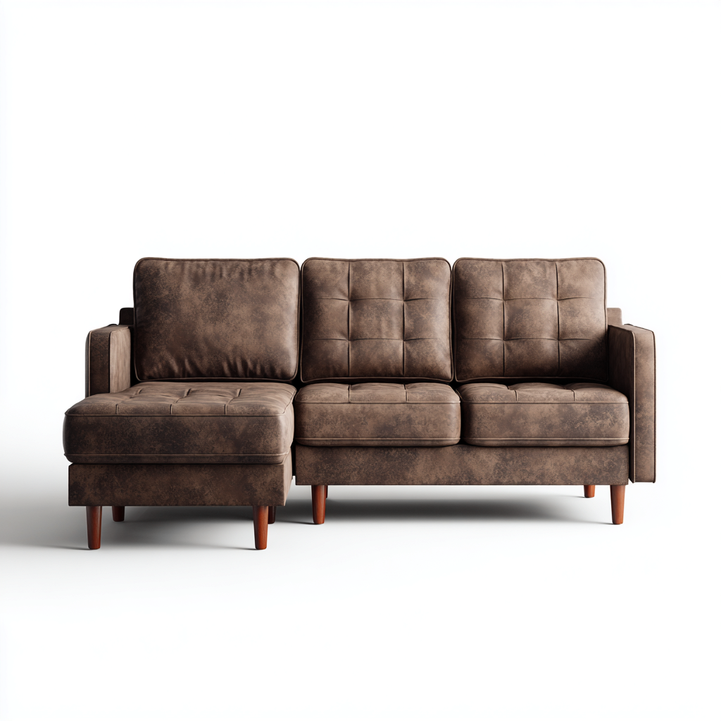 Canapé d'angle - cuir véritable - 240x155x85 cm - brun - design moderne-Nestleify