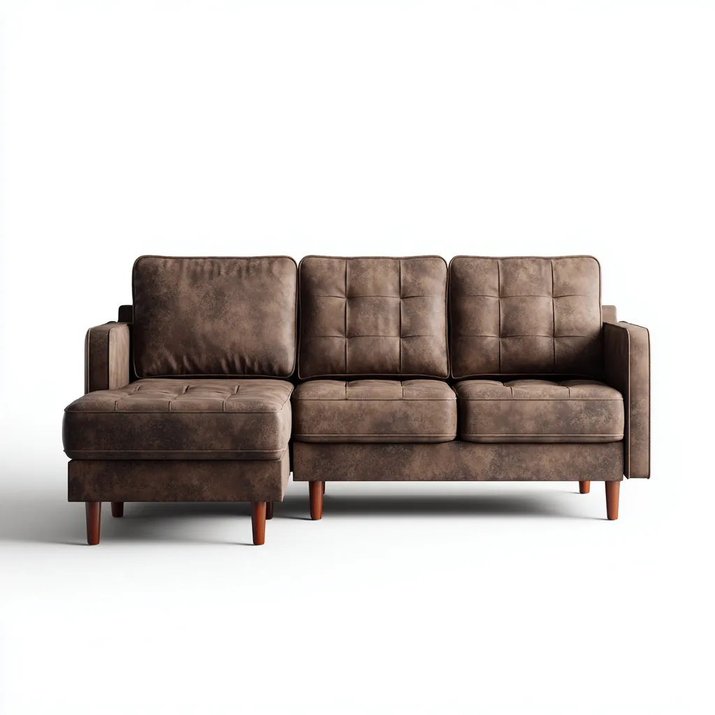 Canapé d'angle - cuir véritable - 240x155x85 cm - brun - design moderne-Nestleify