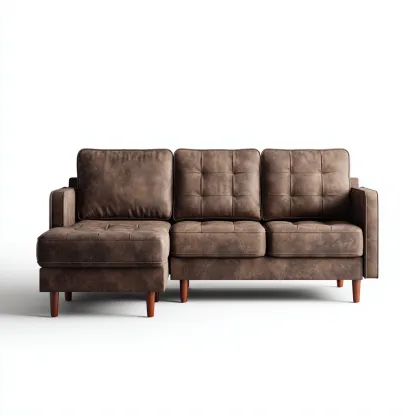 Canapé d'angle - cuir véritable - 240x155x85 cm - brun - design moderne-Nestleify