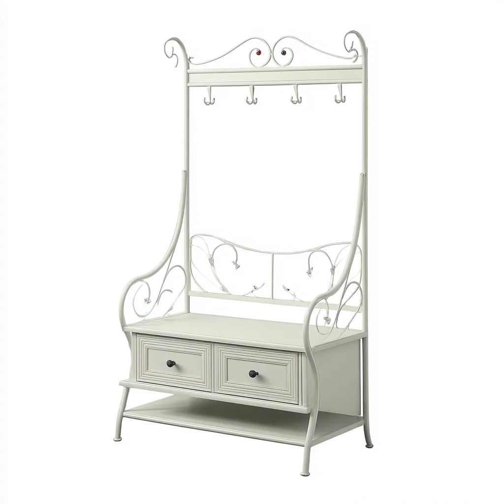 Porte manteau - métal - 115x45x185 cm - blanc - style classique-Nestleify