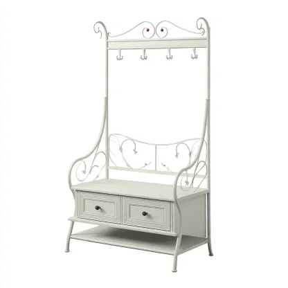 Porte manteau - métal - 115x45x185 cm - blanc - style classique-Nestleify
