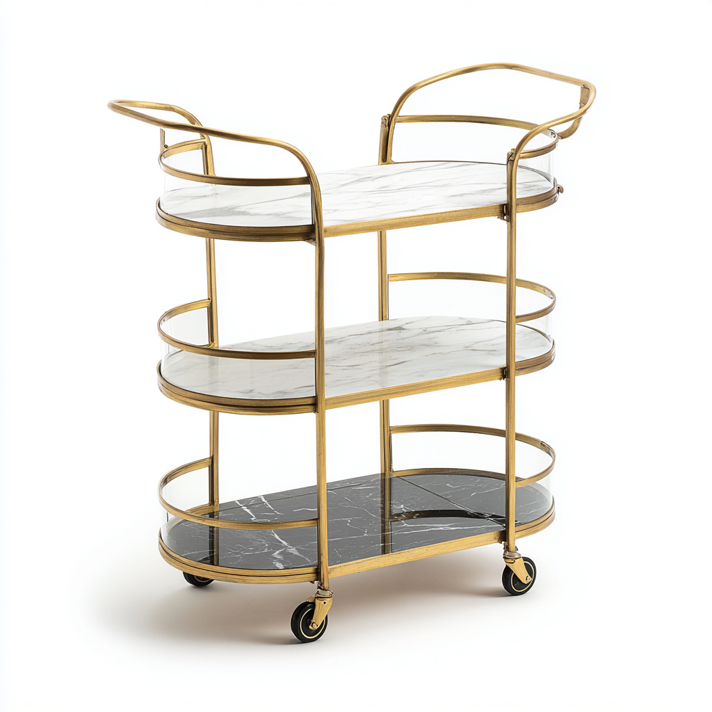 Dessertes et chariots - metal-glass-marble - 74x36x92 cm - doré - modern luxe-Nestleify