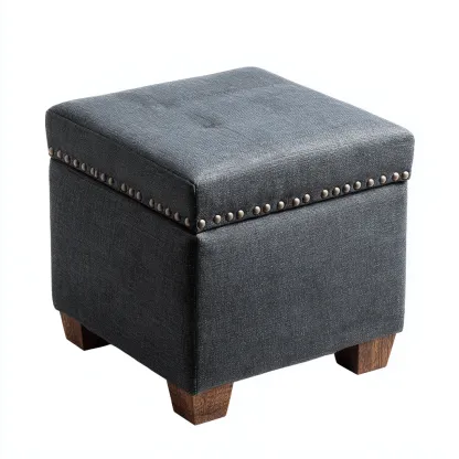 Pouf - tissu - 40x40x44 cm - gris foncé - style classique-Nestleify